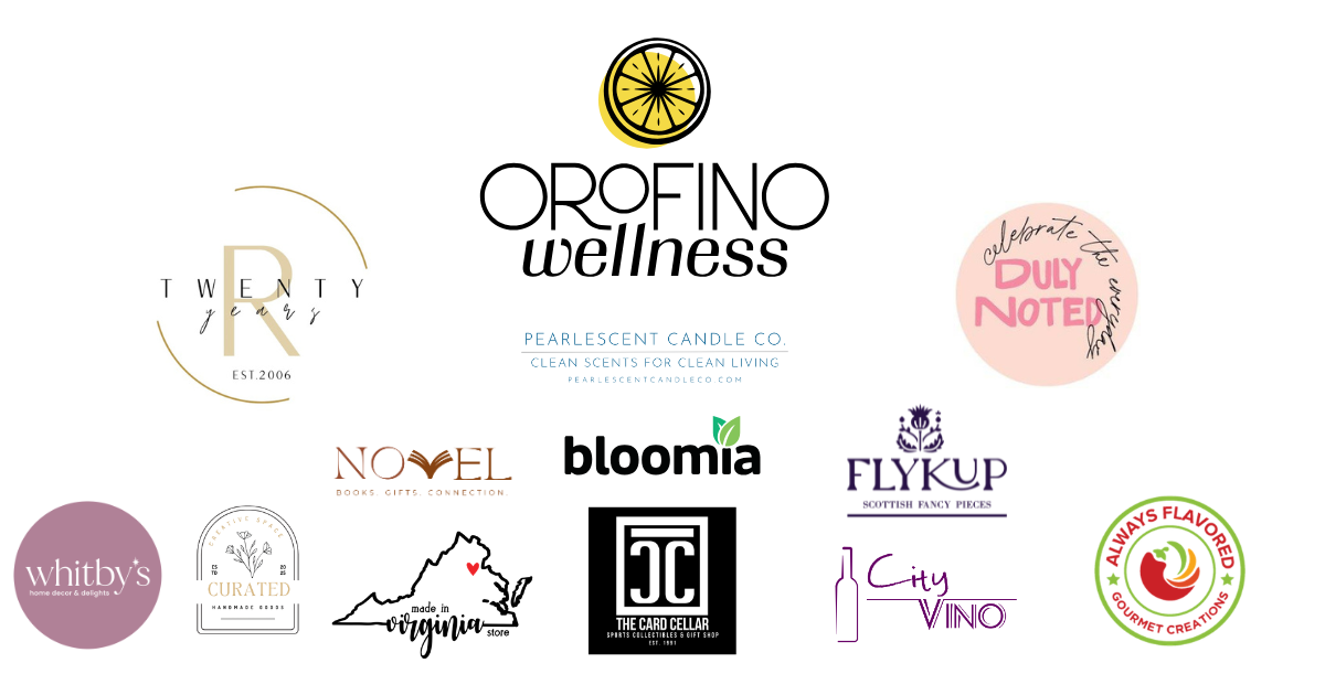 Image of the Flower Festival Sponsors including Orofino Wellness, Rejuvalase Med Spa, Pearlescent Candle Co and Duly Noted.